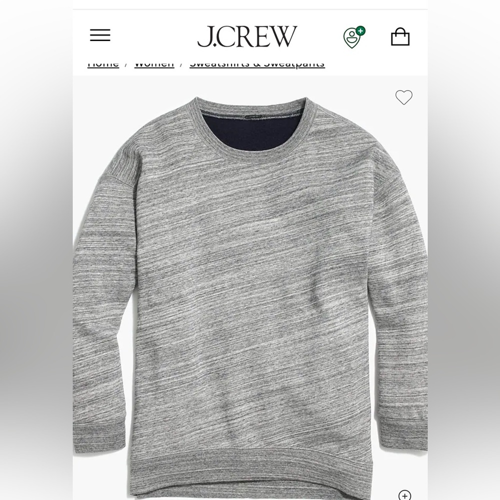 J. Crew Sweatshirt Fleece lined Crewneck Gray XXS
